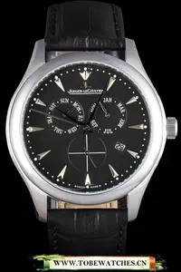 Jaeger Lecoultre Master Silver Bezel Black Leather Band En59706