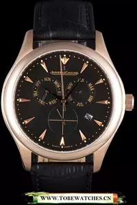 Jaeger Lecoultre Master Gold Bezel Black Leather Band En59707
