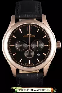 Jaeger Lecoultre Master Gold Bezel Black Leather Band En59710