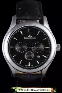 Jaeger Lecoultre Master Silver Bezel Black Leather Band En59711