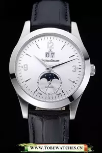 Jaeger Lecoultre Rendez Vous Night And Day White Dial Black Leather Bracelet En59984
