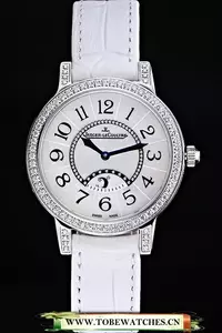 Jaeger Lecoultre Rendez Vous White Dial White Leather Strap En59988
