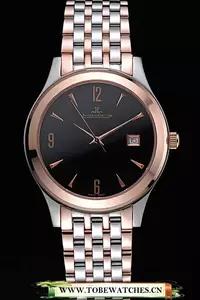 Jaeger Lecoultre Master Black Dial Rose Gold Bezel Two Tone Band En59994