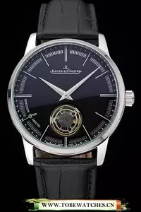 Jaeger Lecoultre Master Flying Tourbillon Black Dial Stainless Steel Case Black Leather Strap En120751
