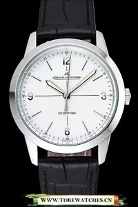Jaeger Lecoultre Geophysic White Dial Silver Case Black Leather Bracelet En124887