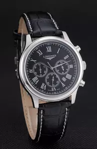 Longines Master Collection Black Leather Strap Black Dial En59189