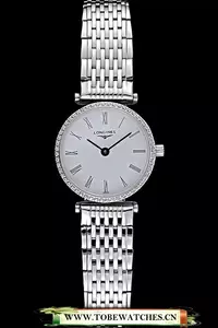 Longines La Grande Classique Stainless Steel White Dial Diamond Bezel Femme En60011