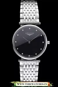 Longines La Grande Classique Stainless Steel Black Dial Diamond Markers Homme En60012