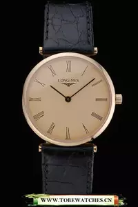 Longines La Grande Classique Champagne Dial Black Leather Band Homme En60024