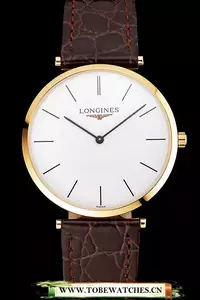 Longines Grande Classique White Dial Gold Case Brown Leather Strap En122753