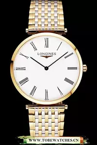 Longines Grande Classique White Dial Roman Numerals Gold Case Two Tone Bracelet En122766