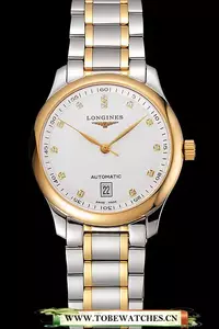 Longines Master White Dial Diamond Hour Markers Two Tone Stainless Steel Bracelet En124546