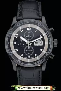 Mido Multifort Black Ceramic Bezel Black Croco Leather Bracelet Black Dial En59223