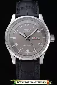 Mido Multifort Grey Dial Black Leather Strap En60077