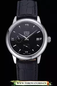 Omega Deville Prestige Black Dial Stainless Steel Case Black Leather Bracelet En60479