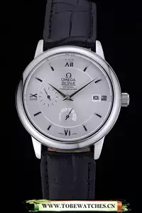 Omega Deville Prestige Silver Dial Stainless Steel Case Black Leather Bracelet En60480
