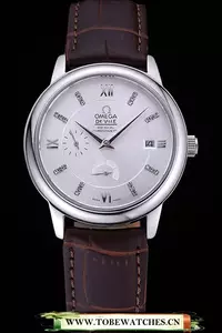 Omega Deville Prestige Silver Dial Stainless Steel Case Brown Leather Bracelet En60484
