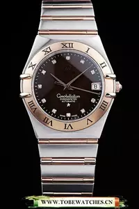 Omega Constellation Jewelry Rose Gold Case Black Dial En58126