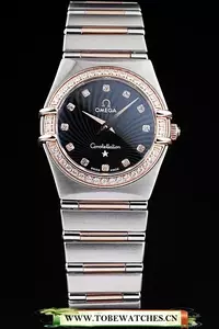 Omega Constellation Jewelry Diamond Case Radial Emblem Black Dial En58136