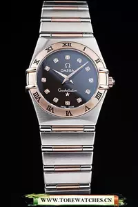 Omega Constellation Jewelry Rose Gold Case Black Dial En58137