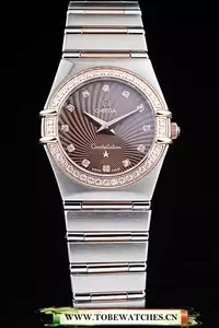 Omega Constellation Jewelry Diamond Case Radial Emblem Brown Dial En58140