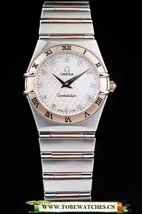 Omega Constellation Jewelry Rose Gold Case Omega Emblem White Dial En58141