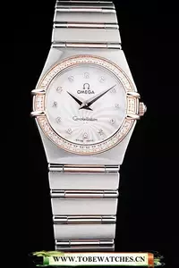 Omega Constellation Jewelry Diamond Case Radial Emblem White Dial En58145