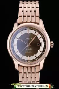 Omega Deville Rose Gold Bezel Brown Dial En58971