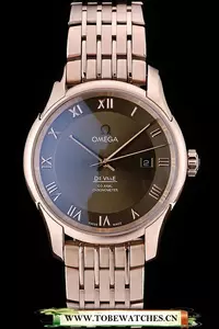 Omega Deville Rose Gold Bezel Roman Numbers Brown Dial En58975