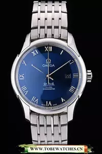 Omega Deville Stainless Steel Bezel Roman Numbers Blue Dial En58977