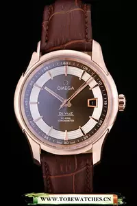 Omega Deville Rose Gold Bezel Brown Leather Strap En58979