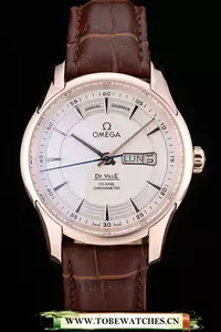 Omega Deville Rose Gold Bezel Brown Leather Strap En58980