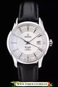 Omega Deville Stainless Steel Bezel Black Leather Strap En58983