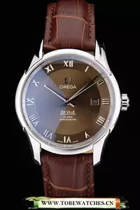 Omega Deville Stainless Steel Bezel Brown Leather Strap En58984