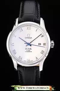 Omega Deville Stainless Steel Bezel Black Leather Strap En58985
