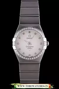 Lady Omega Constellation Crystal Encrusted Bezel Silver Radial Dial En59237