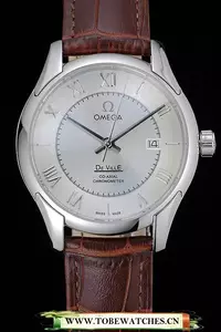 Omega Deville Silver Dial Stainless Steel Case Brown Leather Strap En120973