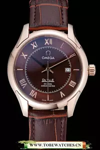 Omega Deville Brown Dial Gold Case Brown Leather Strap En120974