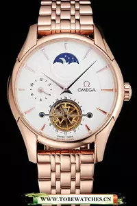 Omega De Ville Moonphase Tourbillon White Dial Rose Gold Case And Bracelet En122947