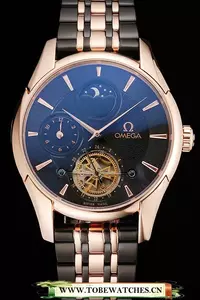 Omega De Ville Moonphase Tourbillon Black Dial Rose Gold Case Two Tone Rose Gold Black Bracelet En122950