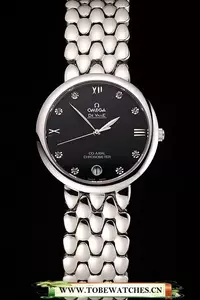 Omega De Ville Prestige Black Dial With Diamonds Stainless Steel Case And Bracelet En123346