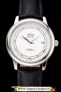Omega De Ville Prestige White Dial Stainless Steel Case Black Leather Strap En123361