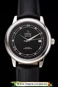 Omega De Ville Prestige Black Dial Stainless Steel Case Black Leather Strap En123362