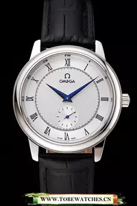 Omega De Ville Prestige Small Seconds Silver Dial Stainless Steel Case Black Leather Strap En123363
