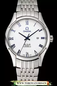 Omega De Ville White Dial Blue Numerals Stainless Steel Case And Bracelet En123892
