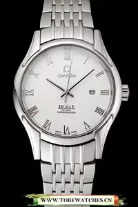 Omega De Ville White Dial Roman Numerals Stainless Steel Case And Bracelet En123896
