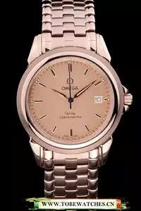 Omega De Ville Chronometer Rose Gold Dial Rose Gold Stainless Steel Bracelet En125184