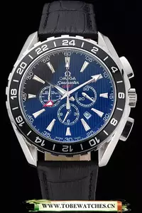 Omega Seamaster Aqua Terra Chrono Gmt Black Dial Black Leather Bracelet En119329