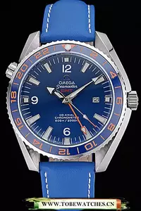 Omega Seamaster Planet Ocean Gmt Blue Dial Blue Leather Band En60289