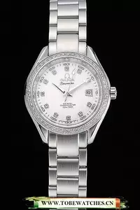 Omega Seamaster Aqua Terra White Dial Diamond Case Stainless Steel Bracelet En60341